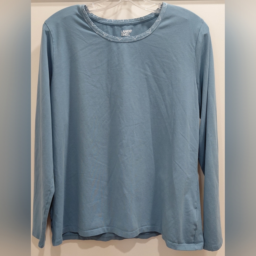 Womens XL/P Lands' End  Light Blue Long Sleeve Tee